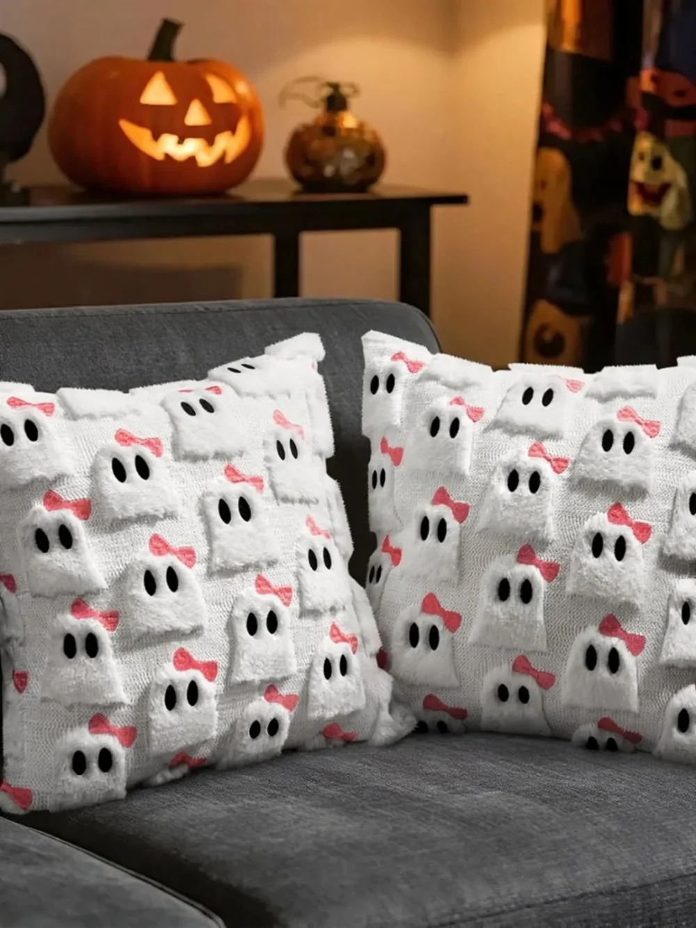 NWOT Plush Ghost Halloween Pillow Cover Fits 18x18 Insert